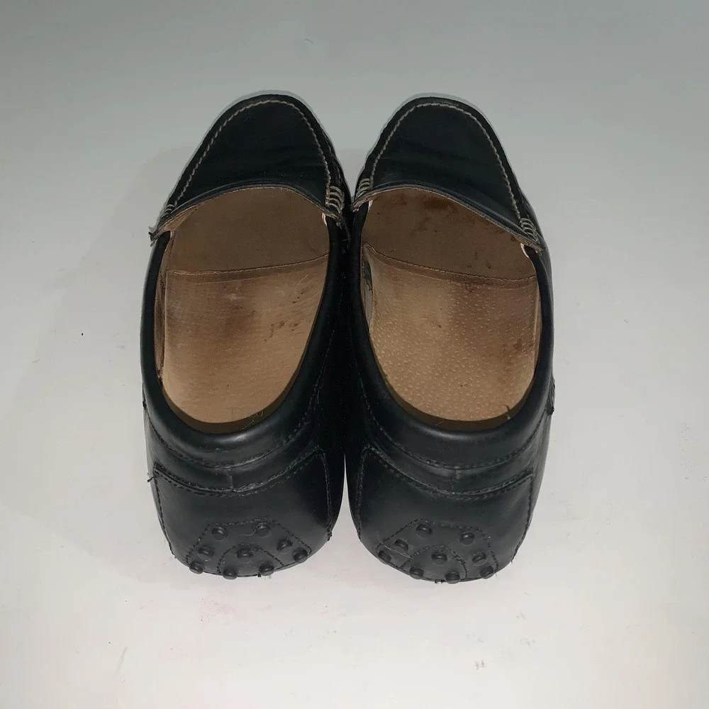 Polo Ralph Lauren Woodley Shoes Men 12 Black Driving Moc Leather Slip On Loafers